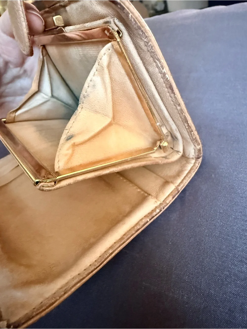 CHANEL Tan Quilted Caviar Leather Wallet with CC Logo